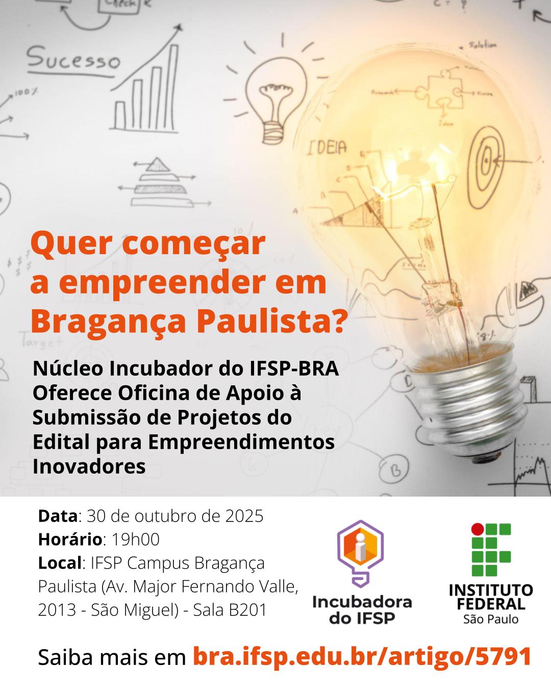 Divulgação da Oficina de Apoio com data e horário