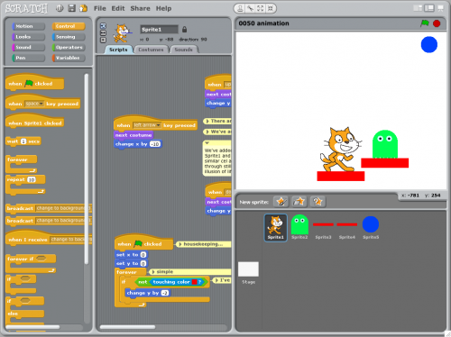 Interface de programação do scratch